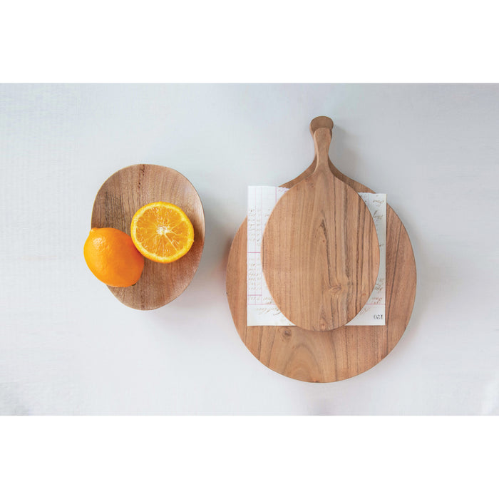 ACACIA WOOD CUTTING BOARD W HANDLE 10"