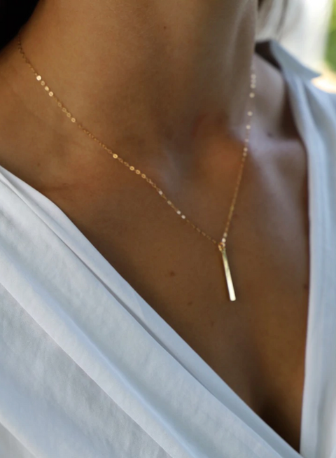 Katie Waltman Gold Bar Drop Necklace