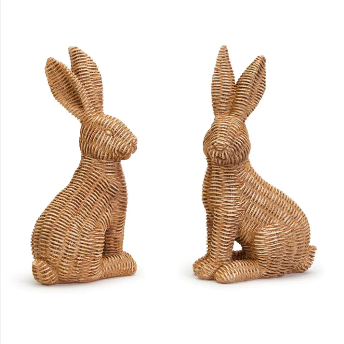 BASKET WEAVE BUNNY W/ BOW ASST