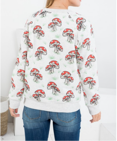Print Sweatshirt Colorful Mushroom