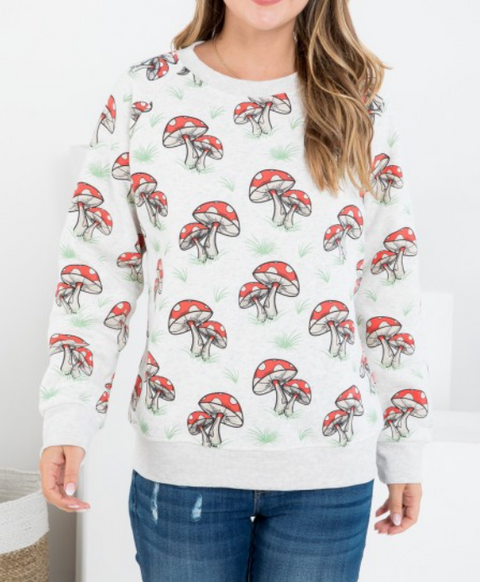 Print Sweatshirt Colorful Mushroom